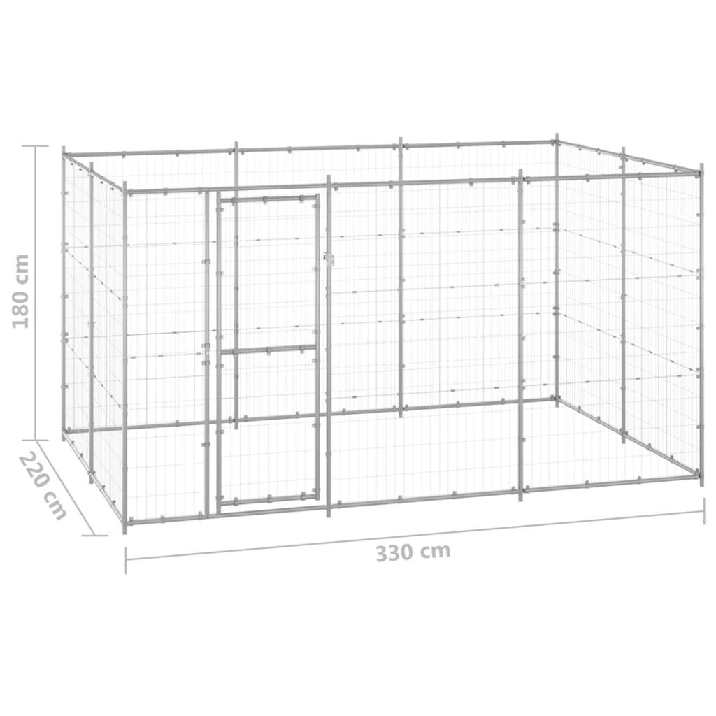 Zunanji pasji boks pocinkano jeklo 7,26 m²