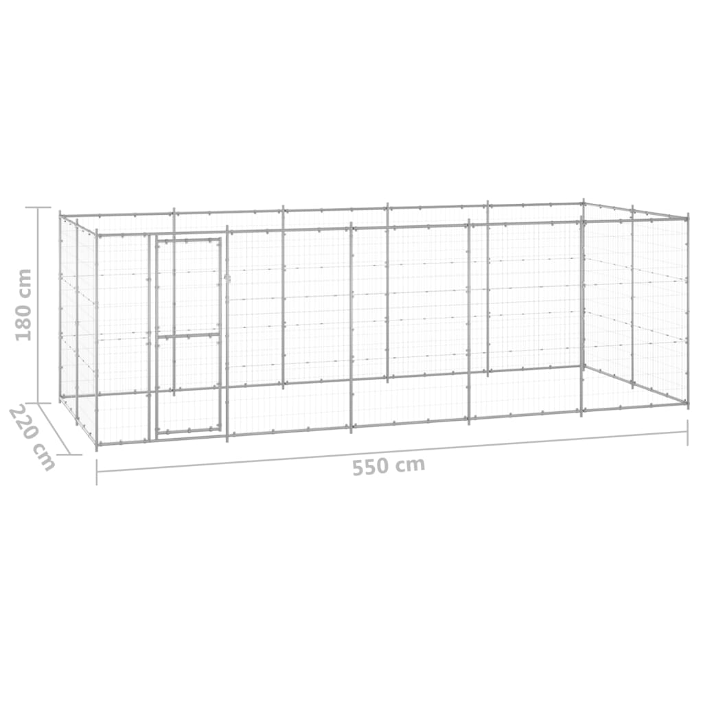 Zunanji pasji boks pocinkano jeklo 12,1 m²