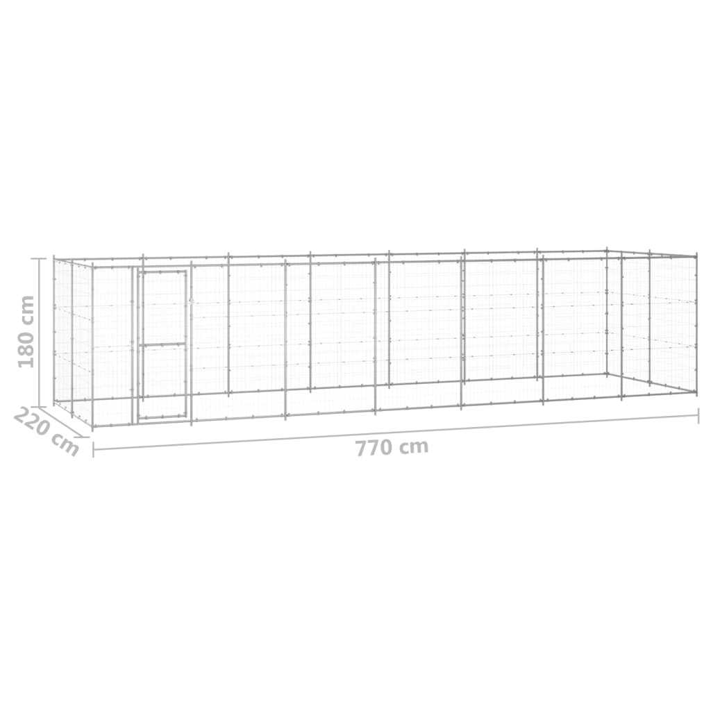 Zunanji pasji boks pocinkano jeklo 16,94 m²