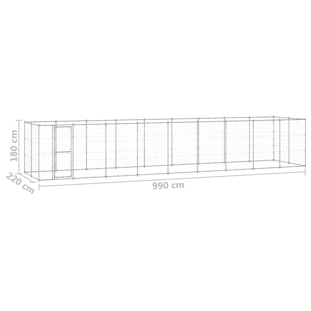 Zunanji pasji boks pocinkano jeklo 21,78 m²