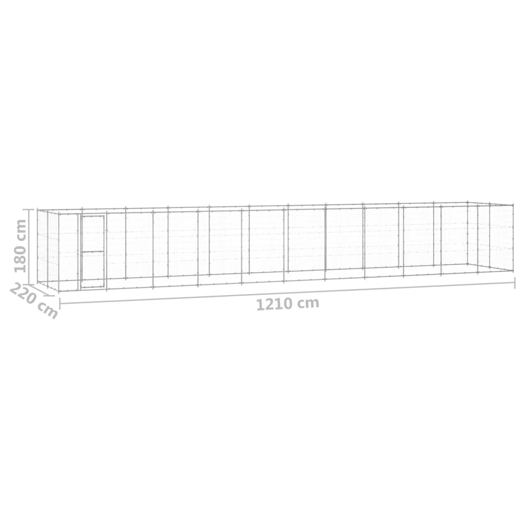 Zunanji pasji boks pocinkano jeklo 26,62 m²