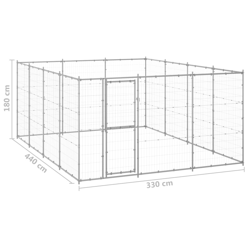 Zunanji pasji boks pocinkano jeklo 14,52 m²