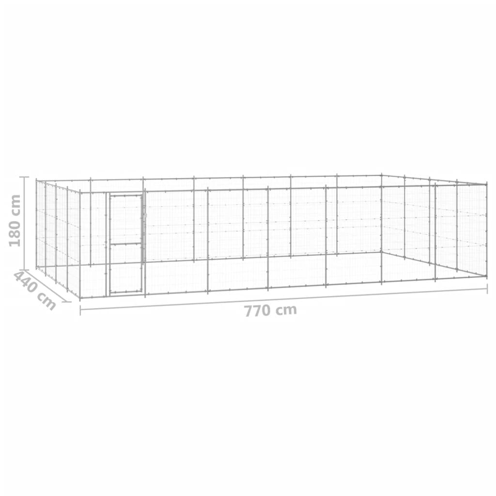 Zunanji pasji boks pocinkano jeklo 33,88 m²