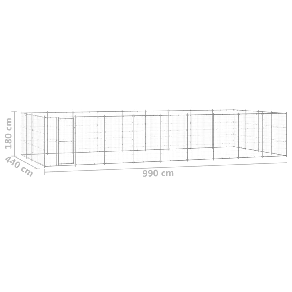 Zunanji pasji boks pocinkano jeklo 43,56 m²