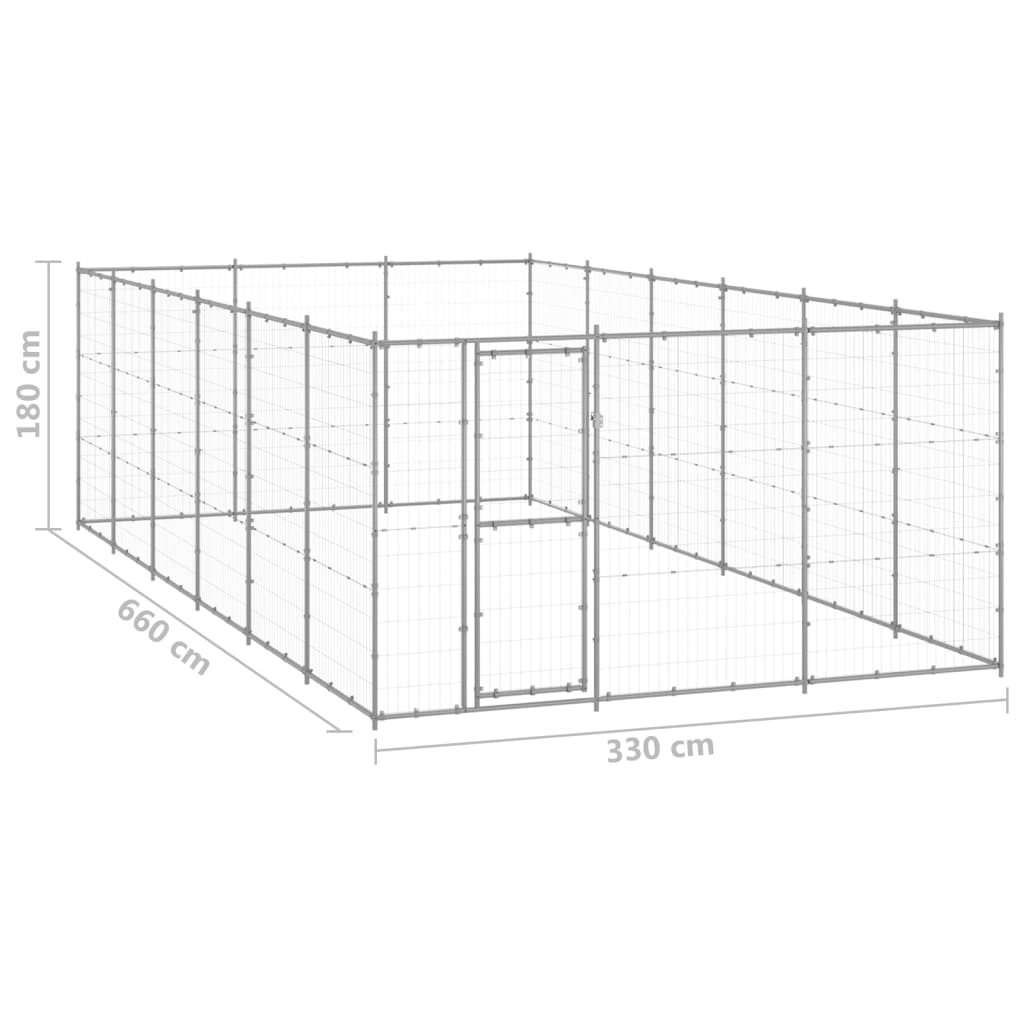 Zunanji pasji boks pocinkano jeklo 21,78 m²