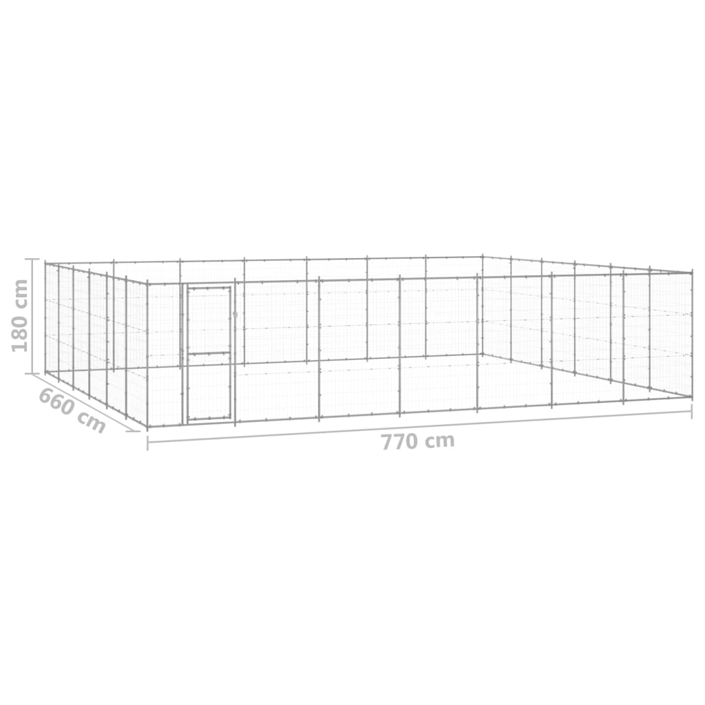 Zunanji pasji boks pocinkano jeklo 50,82 m²