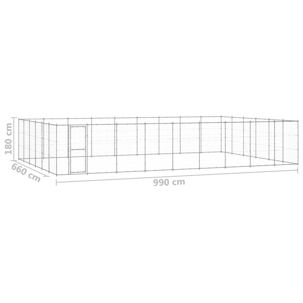 Zunanji pasji boks pocinkano jeklo 65,34 m²