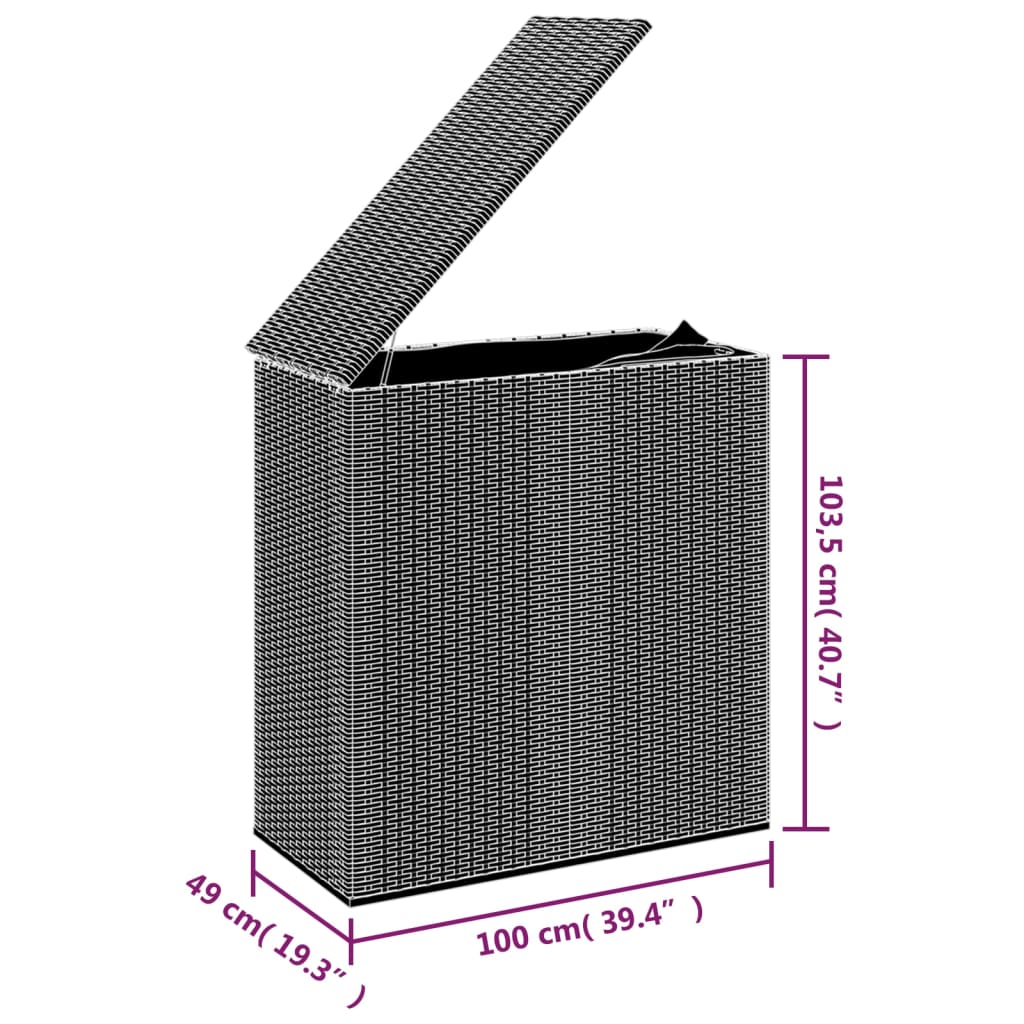 Vrtna škatla za blazine PE ratan 100x49x103,5 cm siva