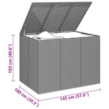 Vrtna škatla za blazine PE ratan 145x100x103 cm črna