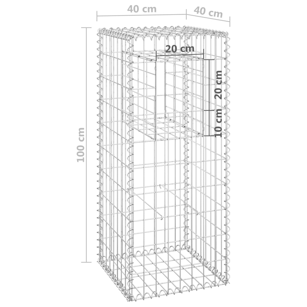 Gabionska košara steber 2 kosa 40x40x100 cm železo