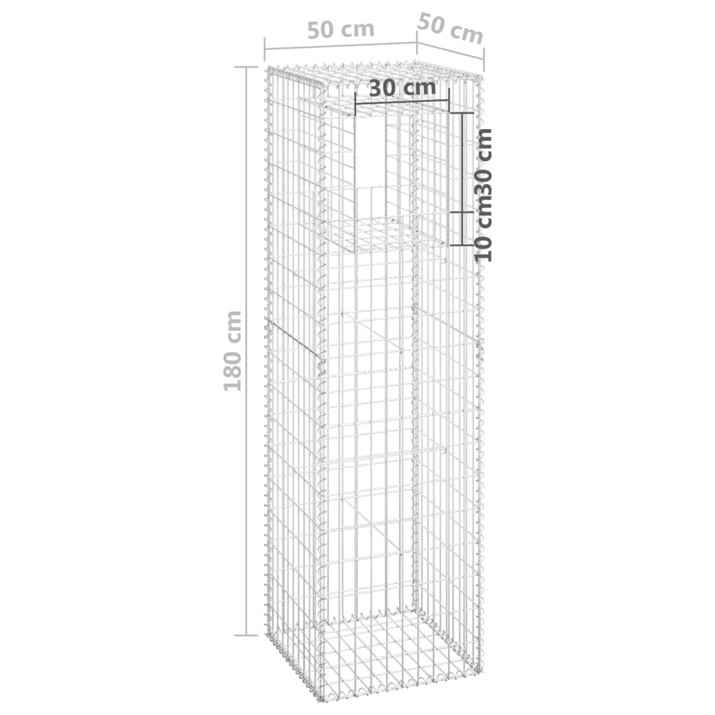 Gabionska košara steber 2 kosa 50x50x180 cm železo