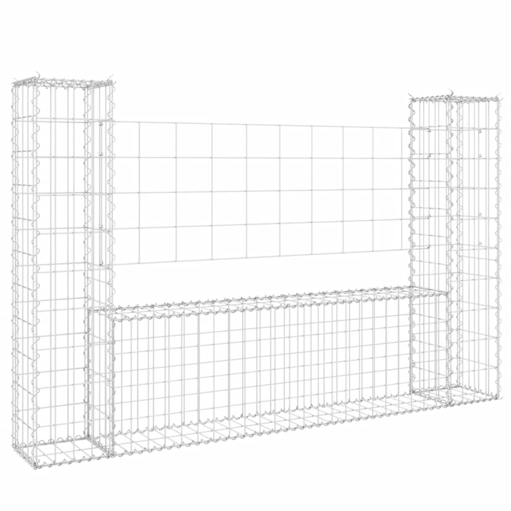 Gabion košara U-oblike z 2 stebroma železo 140x20x100 cm