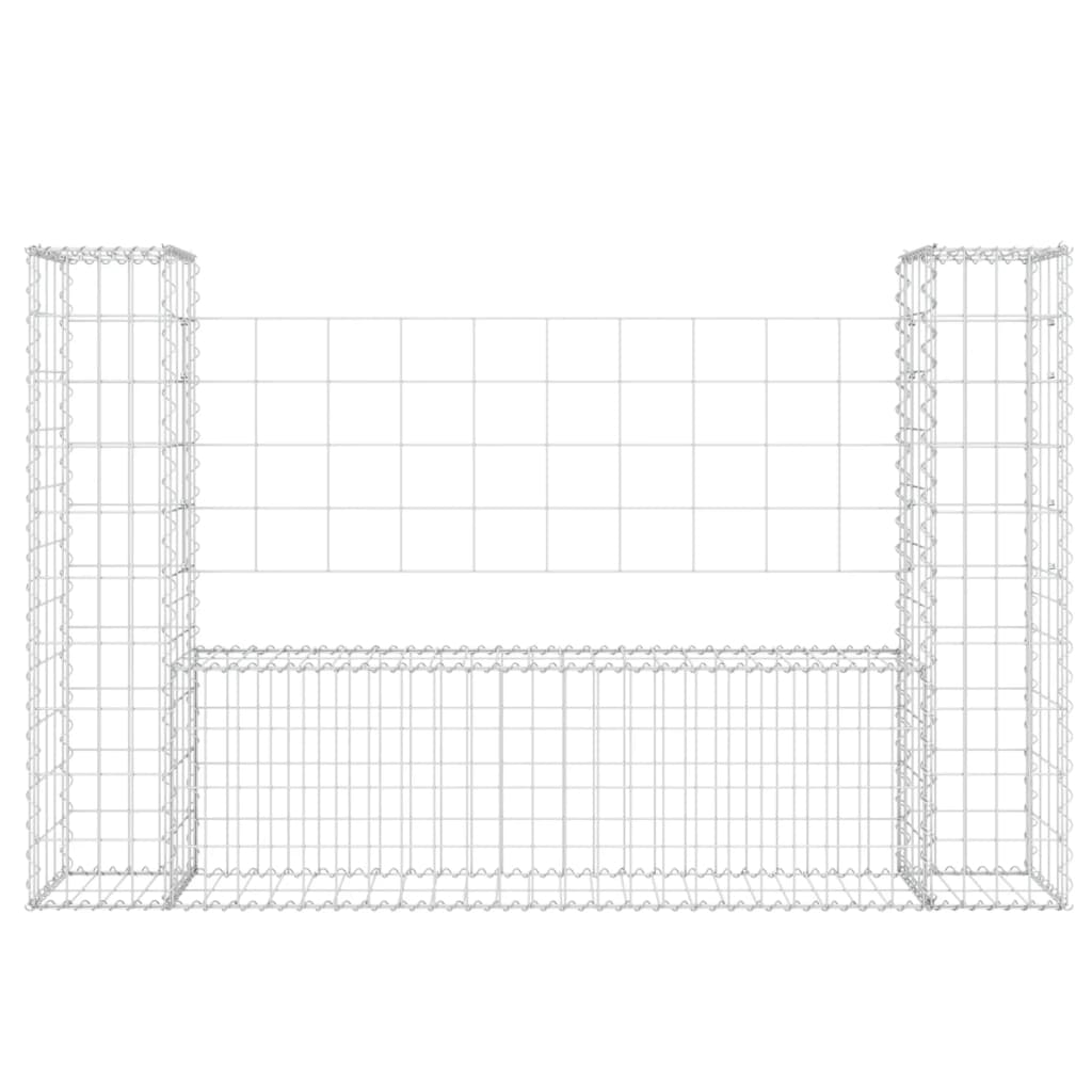 Gabion košara U-oblike z 2 stebroma železo 140x20x100 cm