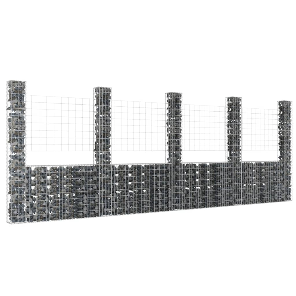 Gabion košara U-oblike s 5 stebri železo 500x20x200 cm