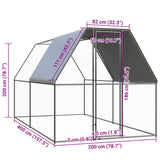 Zunanji kokošnjak 2x4x2 m pocinkano jeklo