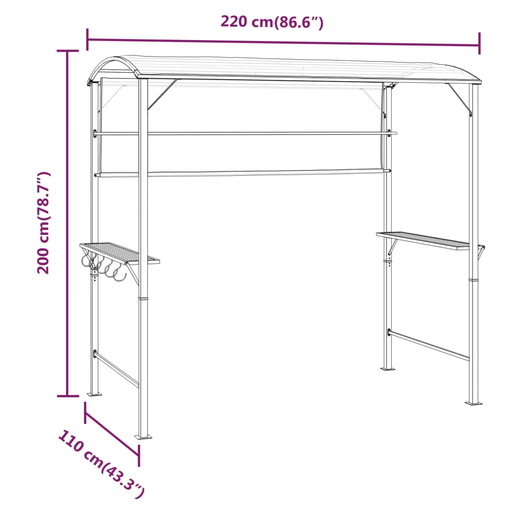 Paviljon s streho 220x110x200 cm krem