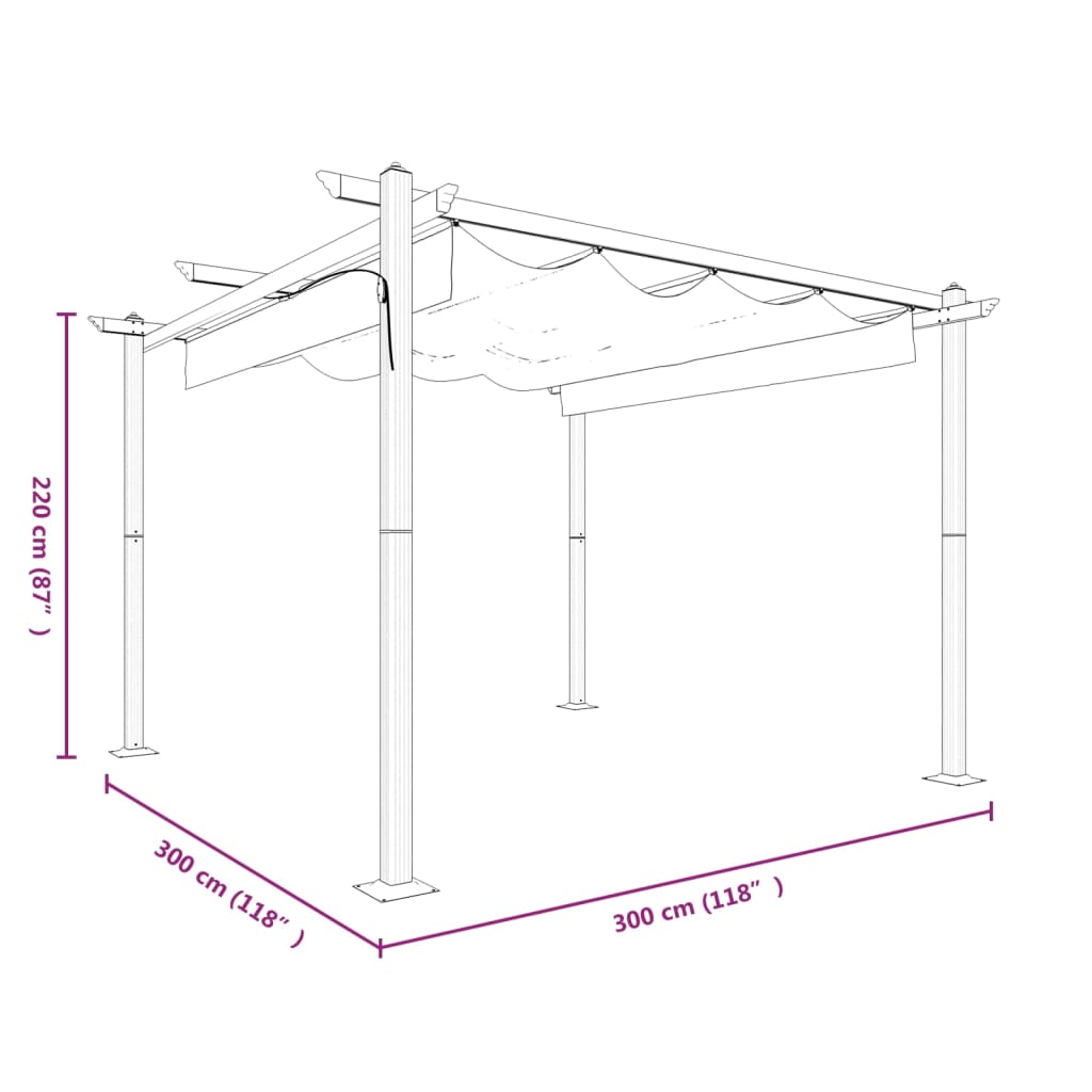 Vrtni paviljon z zložljivo streho 3x3 m taupe