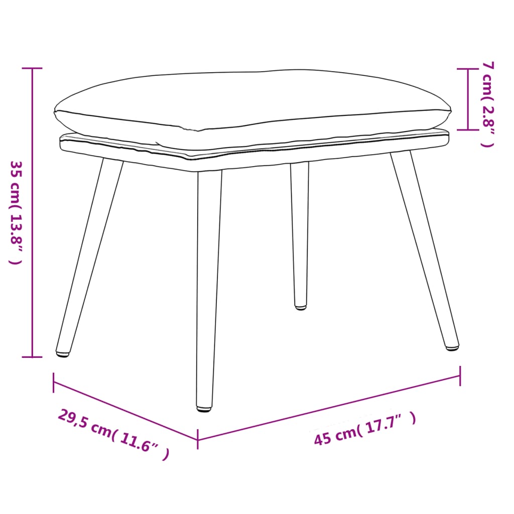 Stolček za noge vinsko rdeč 45x29,5x35 cm žamet