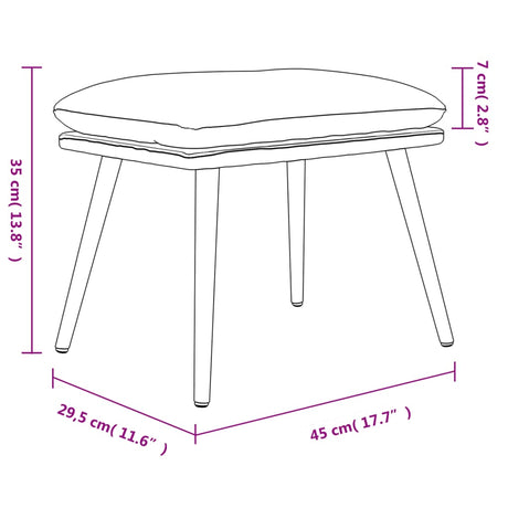 Stolček za noge moder 45x29,5x35 cm blago in umetno usnje