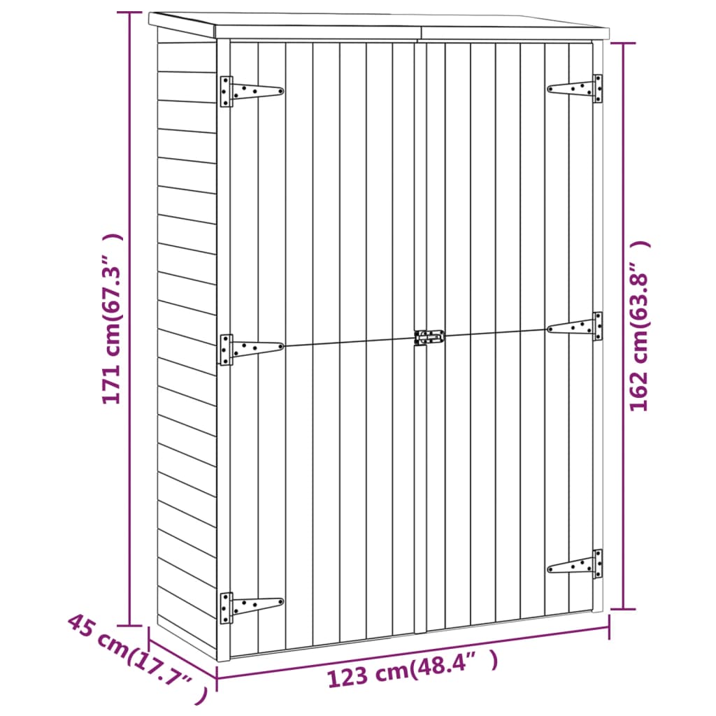 Vrtna lopa za orodje 123x45x171 cm trdna borovina