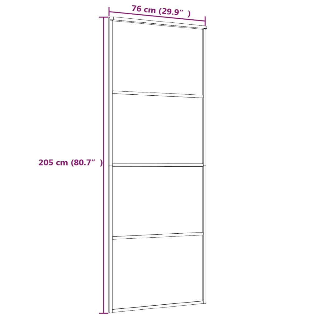 Drsna vrata mlečno ESG steklo in aluminij 76x205 cm črna