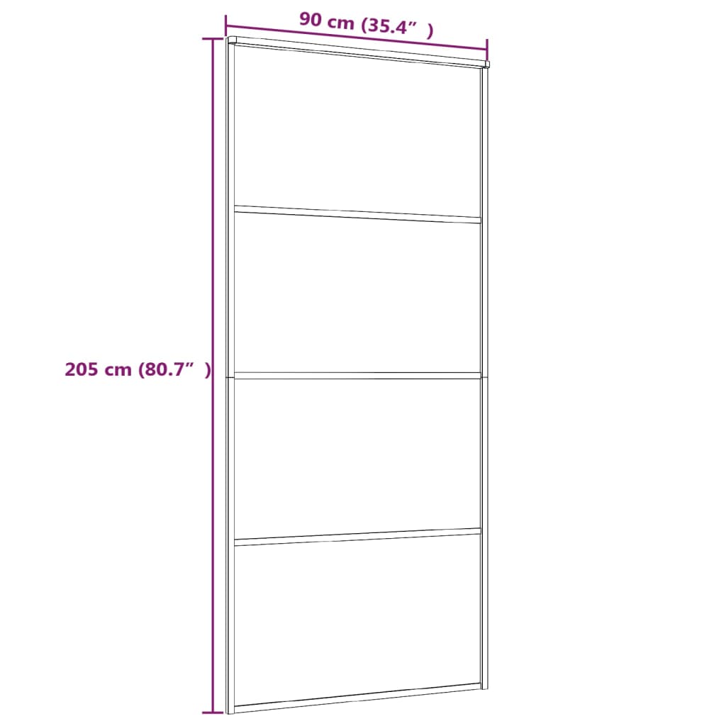 Drsna vrata mlečno ESG steklo in aluminij 90x205 cm črna