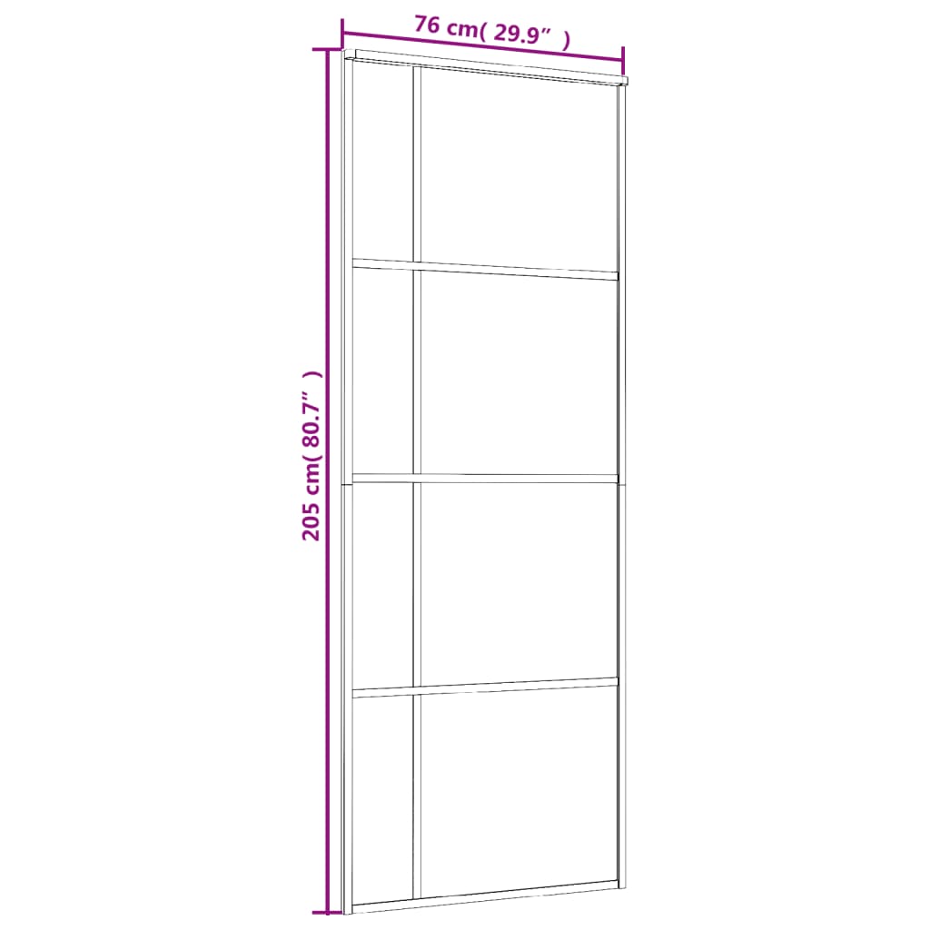 Drsna vrata ESG steklo in aluminij 76x205 cm črna