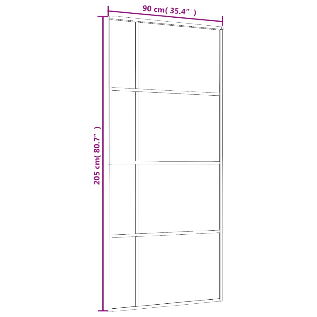 Drsna vrata ESG steklo in aluminij 90x205 cm črna