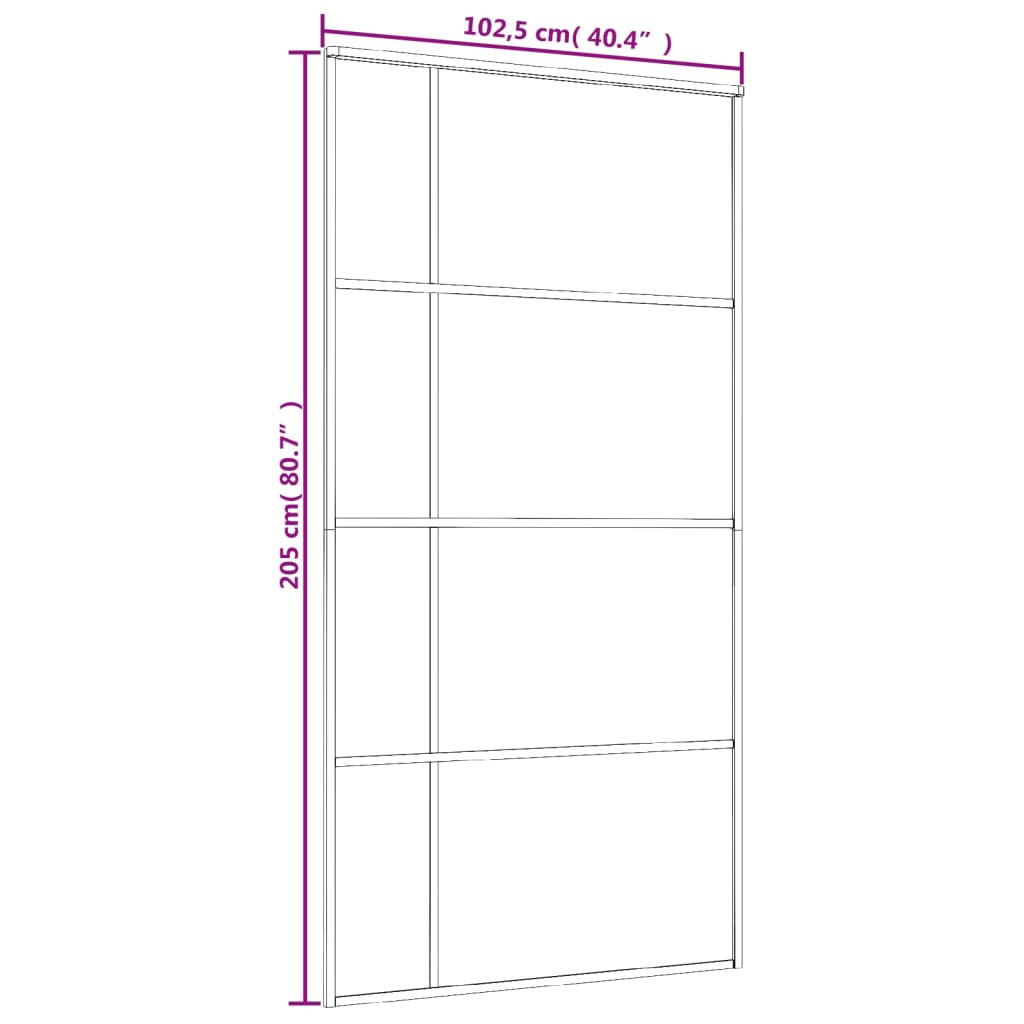 Drsna vrata mlečno ESG steklo in aluminij 102,5x205 cm črna