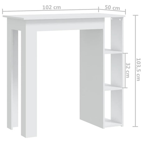 Barska miza s polico bela 102x50x103,5 cm iverna plošča