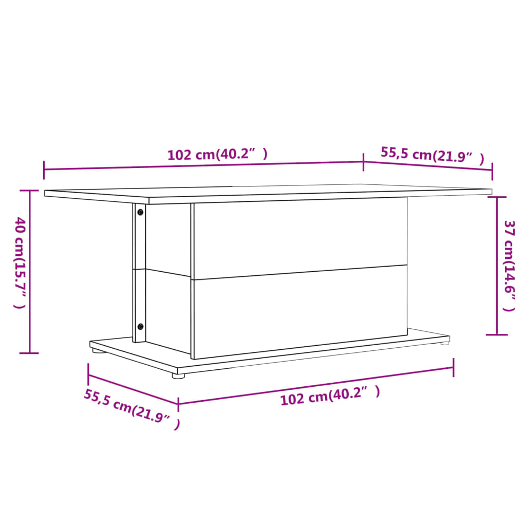 Klubska mizica betonsko siva 102x55,5x40 cm iverna plošča