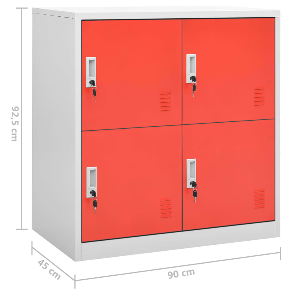 Omara s ključavnico 2 kosa siva in rdeča 90x45x92,5 cm jeklo