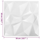 3D stenski paneli 24 kosov 50x50 cm diamantno beli 6 m²