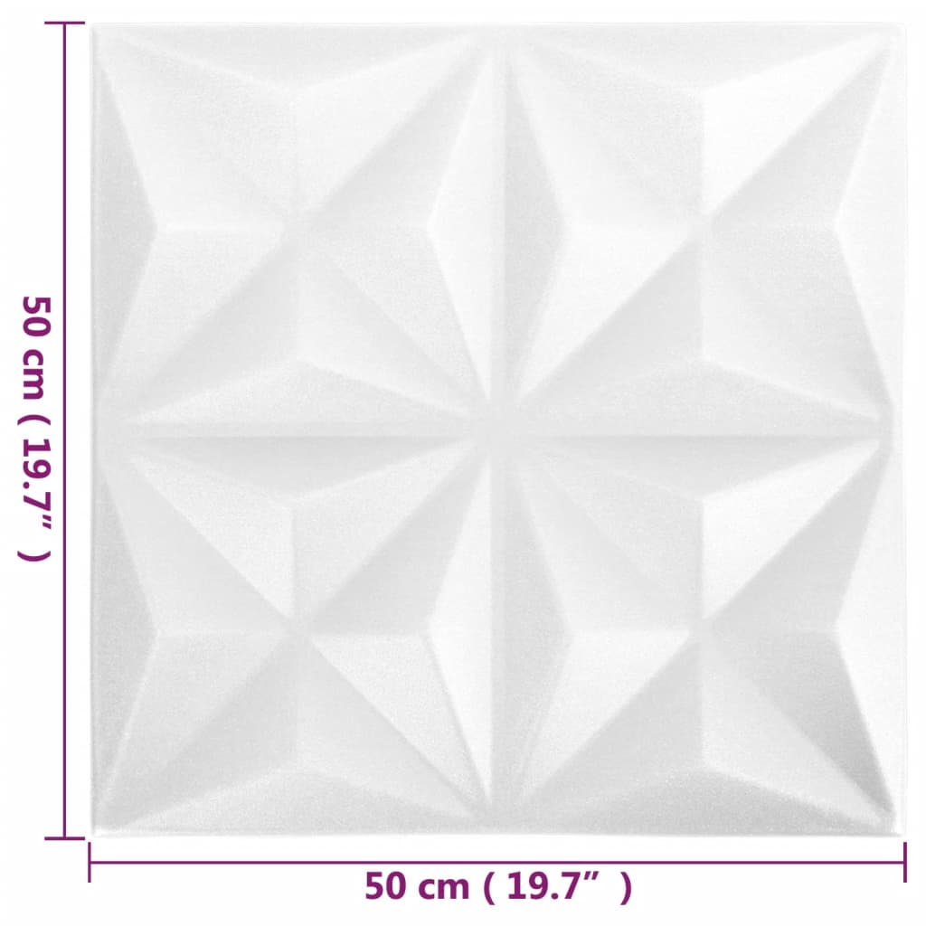 3D stenski paneli 24 kosov 50x50 cm origami beli 6 m²