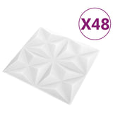 3D stenski paneli 48 kosov 50x50 cm origami beli 12 m²