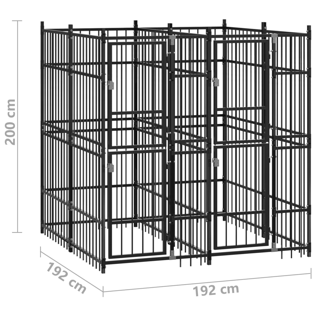 Zunanji pasji boks jeklo 3,69 m²