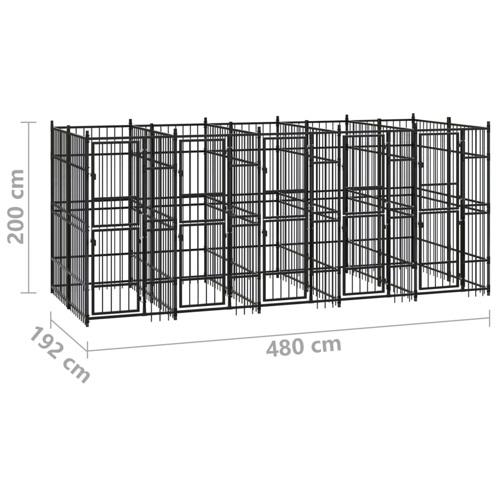 Zunanji pasji boks jeklo 9,22 m²