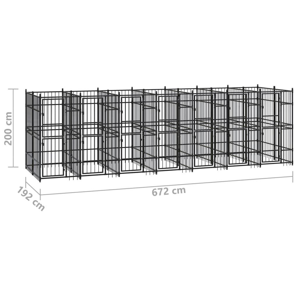 Zunanji pasji boks jeklo 12,9 m²