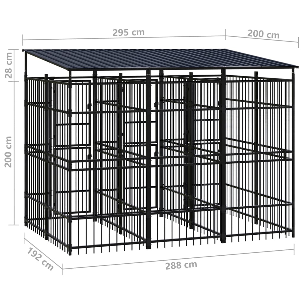 Zunanji pasji boks s streho jeklo 5,53 m²