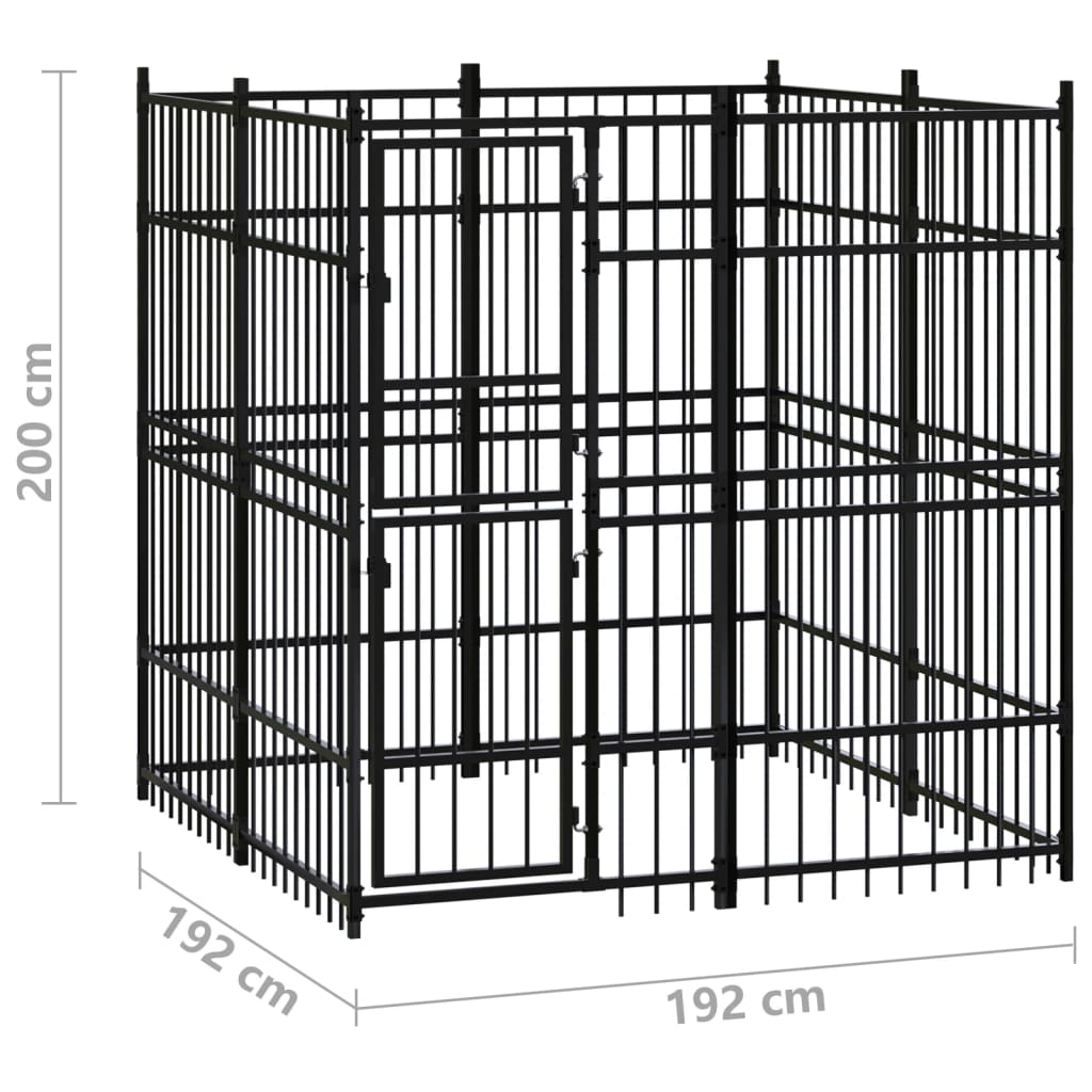 Zunanji pasji boks jeklo 3,69 m²