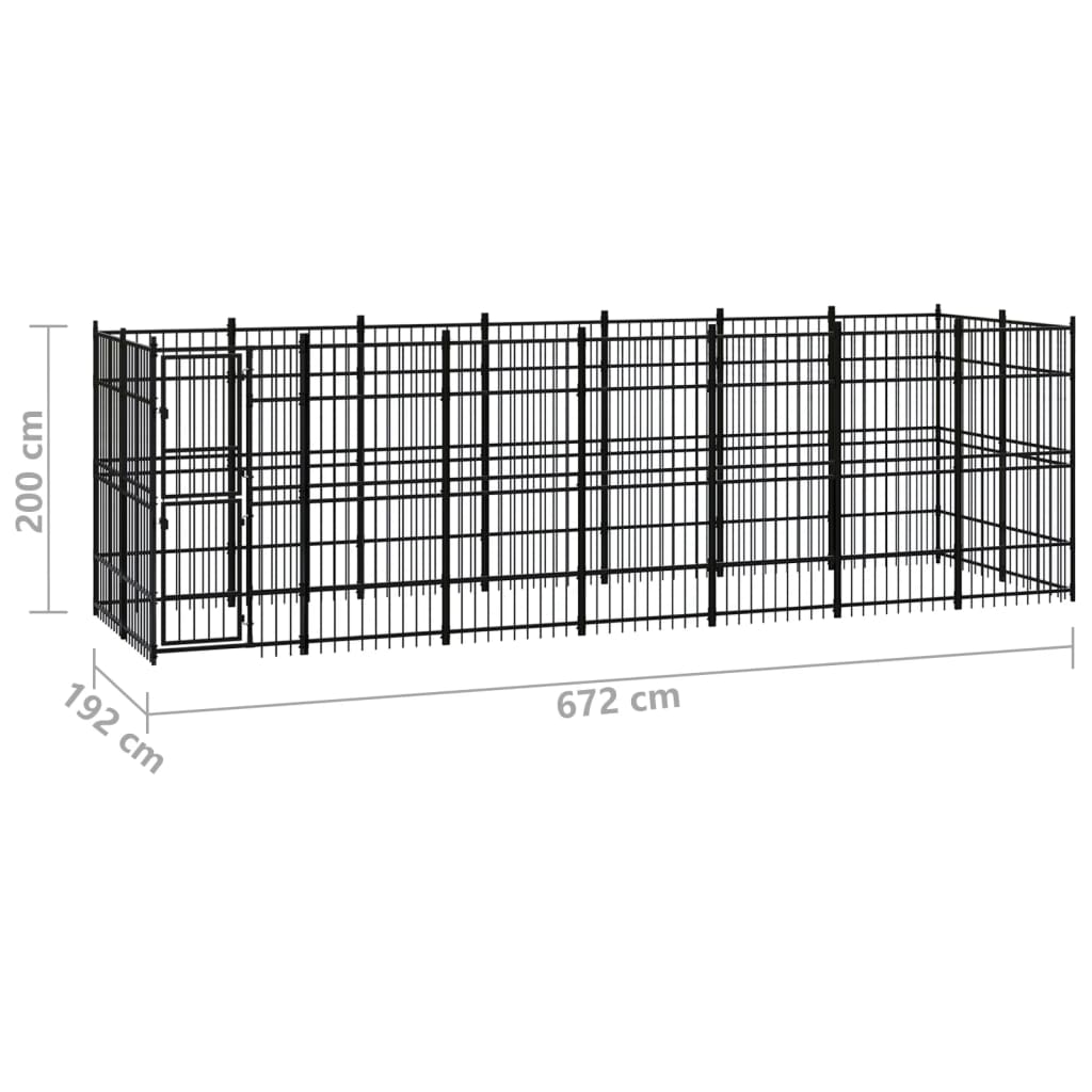 Zunanji pasji boks jeklo 12,9 m²