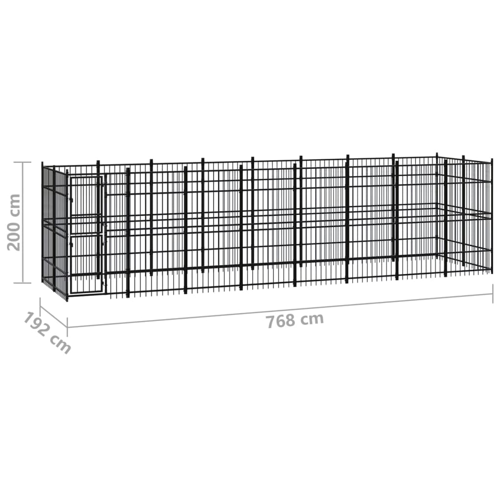 Zunanji pasji boks jeklo 14,75 m²