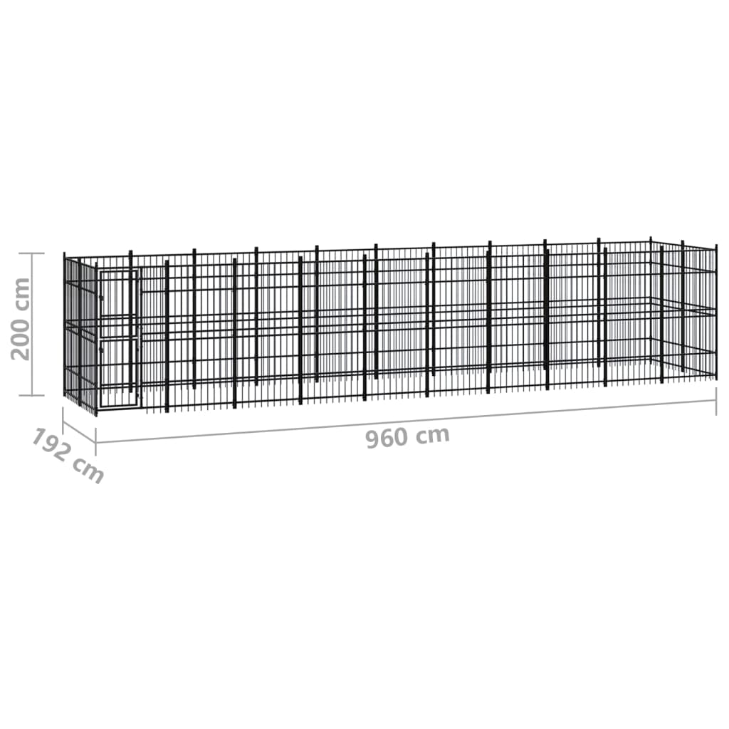 Zunanji pasji boks jeklo 18,43 m²