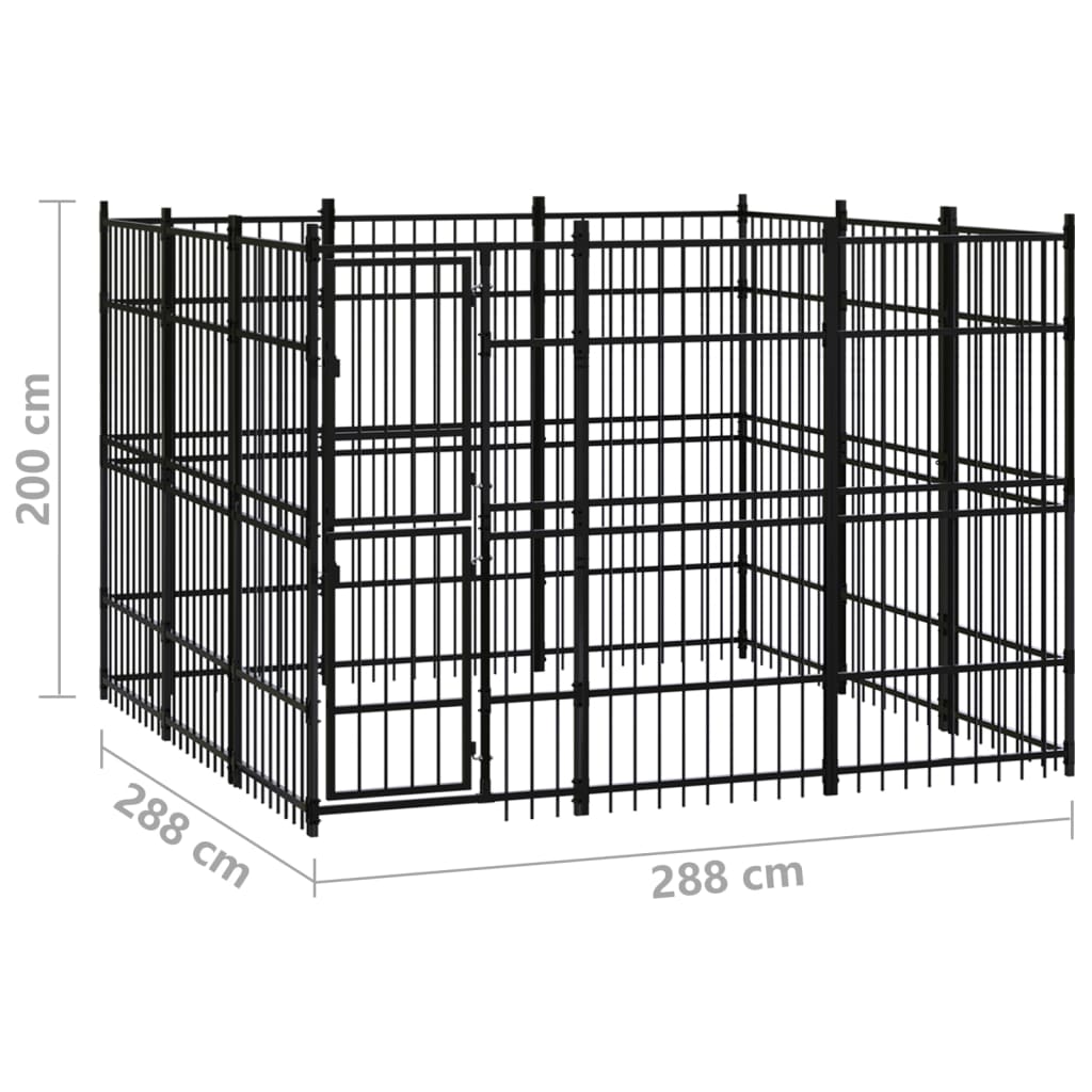 Zunanji pasji boks jeklo 8,29 m²