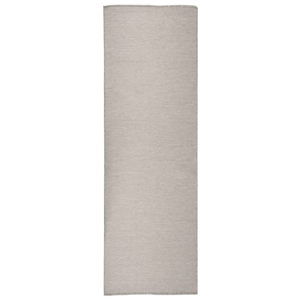 Zunanja preproga ploščato tkanje 80x250 cm taupe