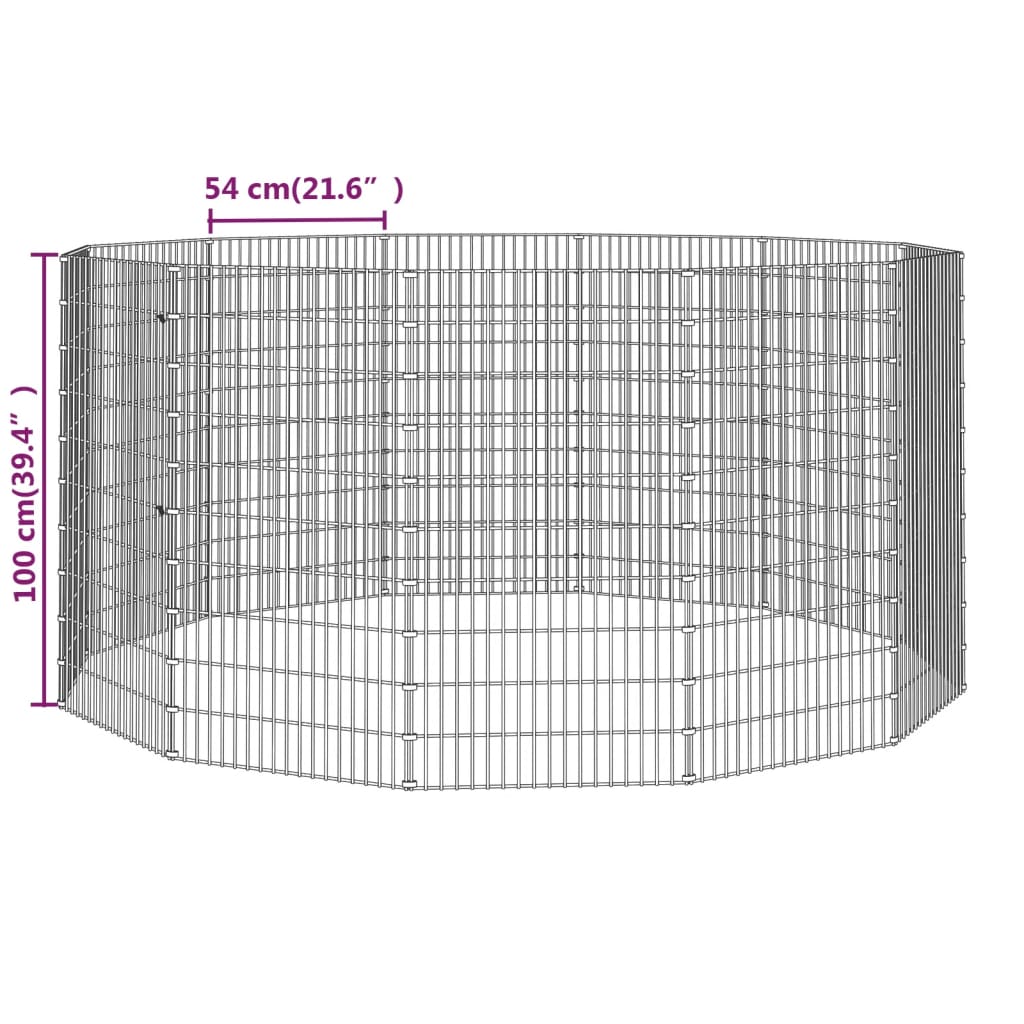 Ograda za živali na prostem z 12 paneli 54x100 cm železo