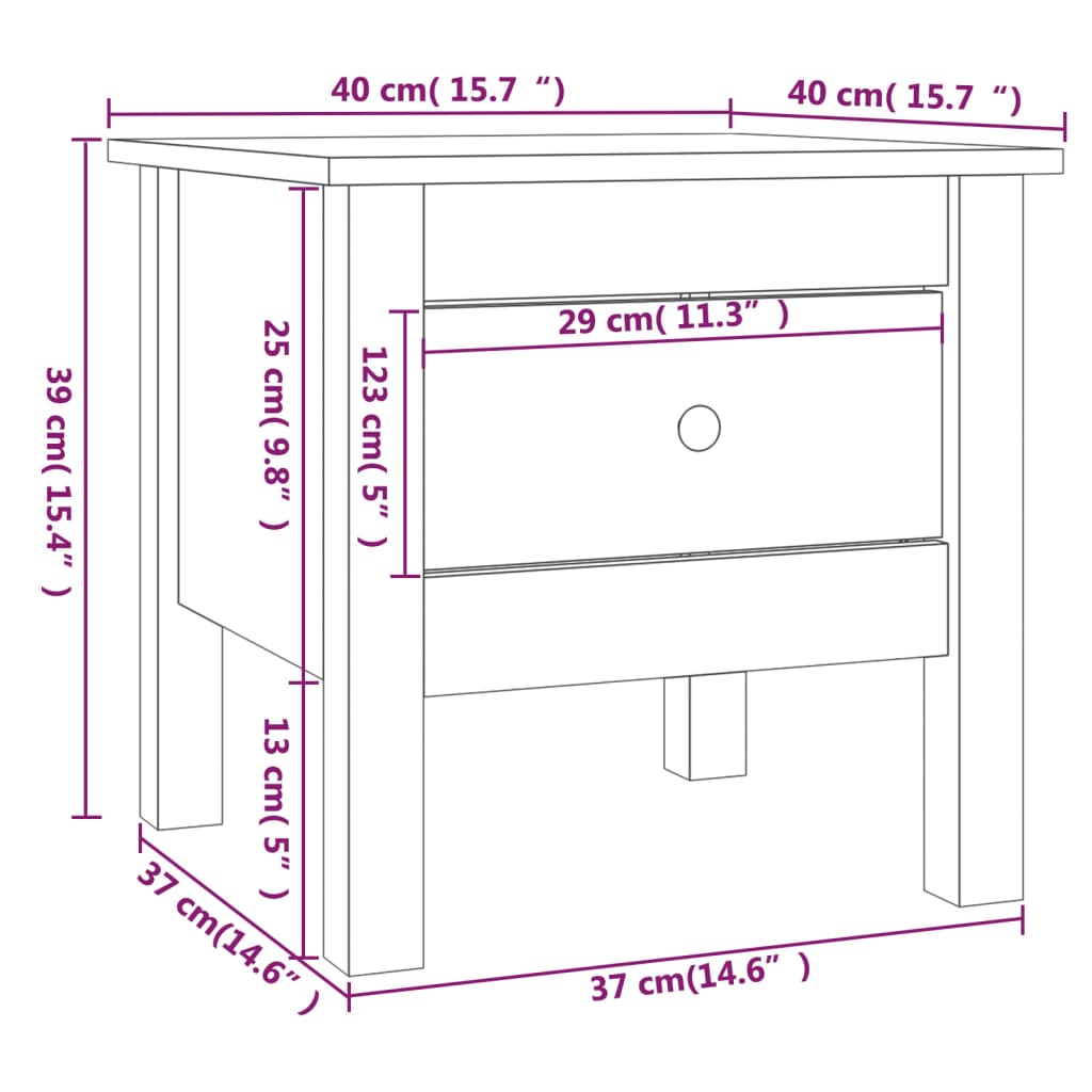 Stranska mizica 40x40x39 cm trdna borovina