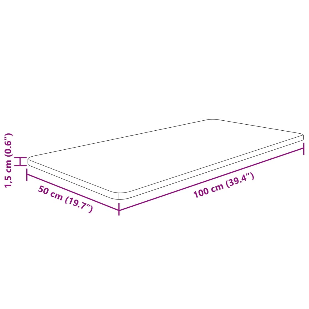 Kopalniški pult 100x50x1,5 cm neobdelana trdna hrastovina