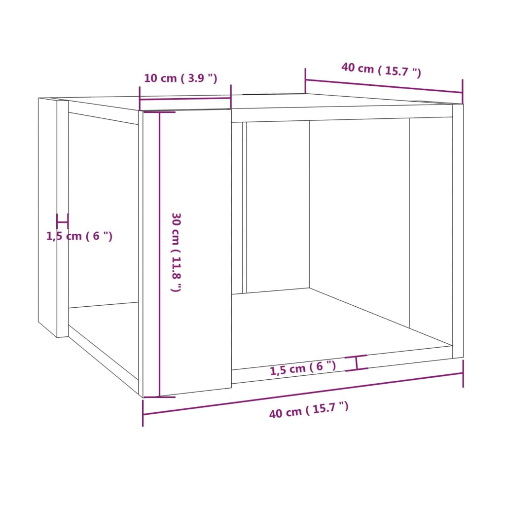 Klubska mizica siva sonoma 40x40x30 cm konstruiran les