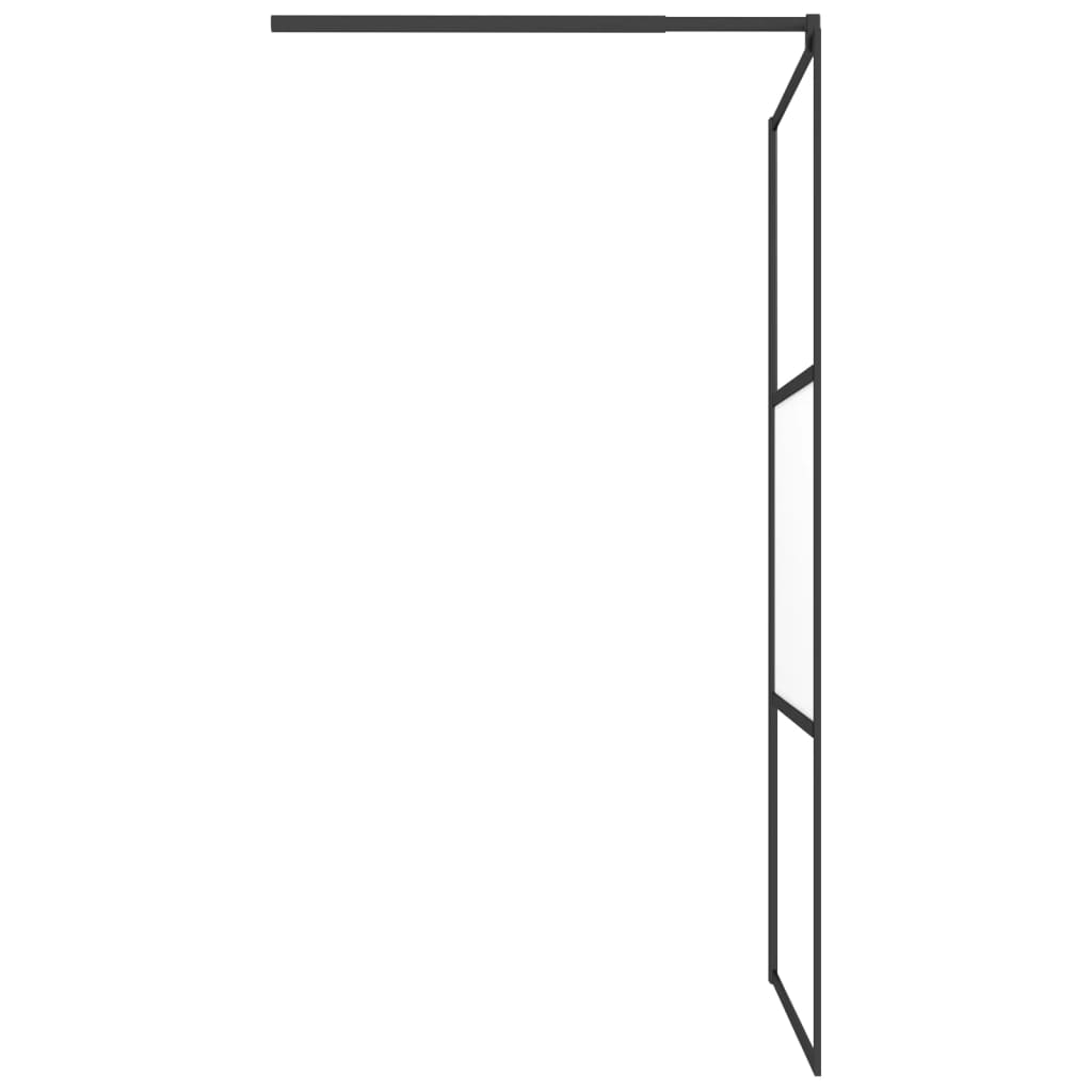 Pregrada za tuš 100x195 cm delno motno ESG steklo črna